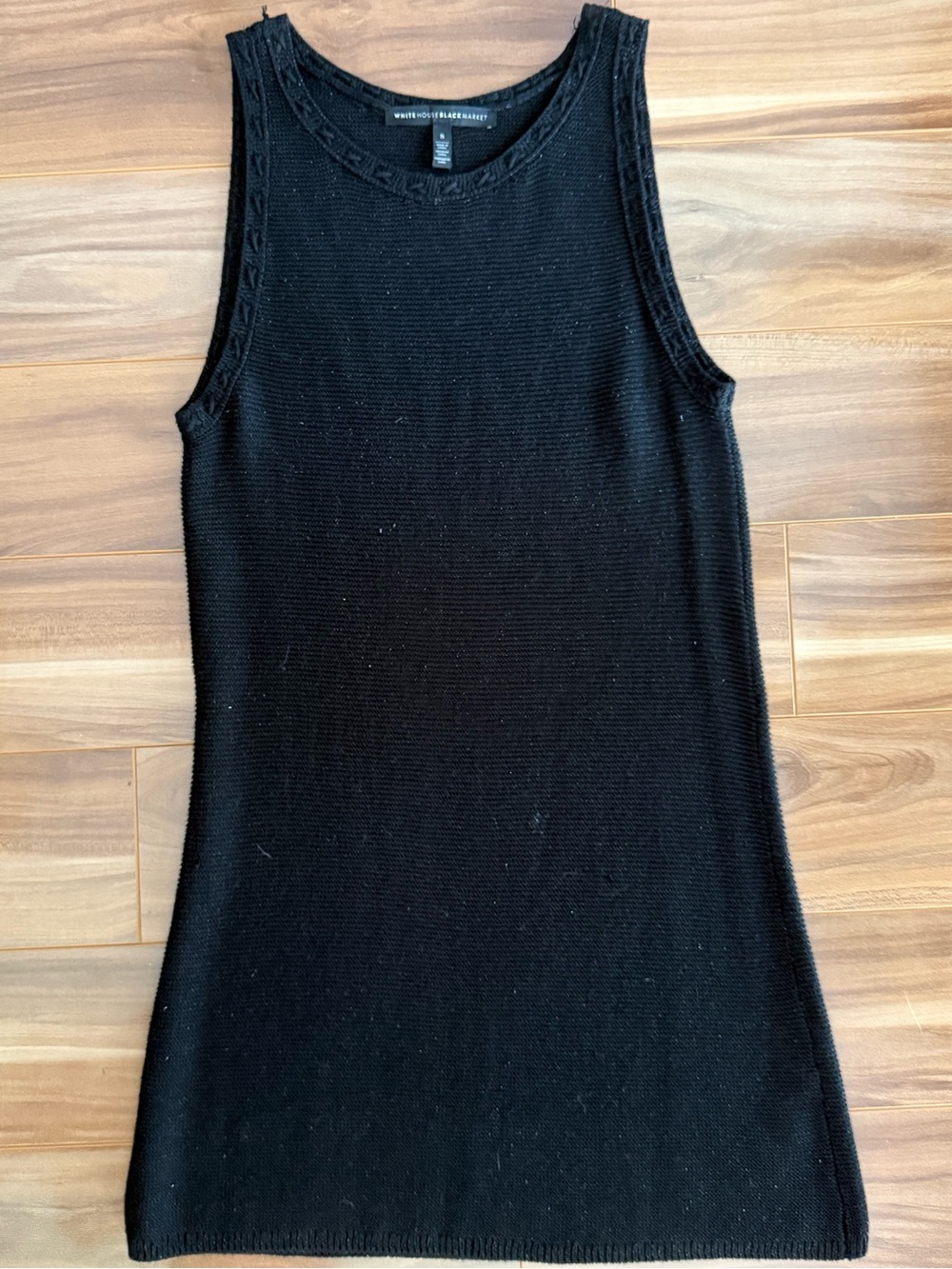 White House Black Market Black Metallic Knit Sleeveless Sweater Tank - Size S